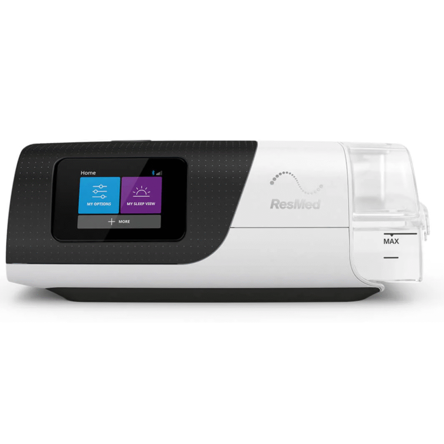 s11 frente AutoCPAP AirSense S11 de ResMed con tubo climatizado frente